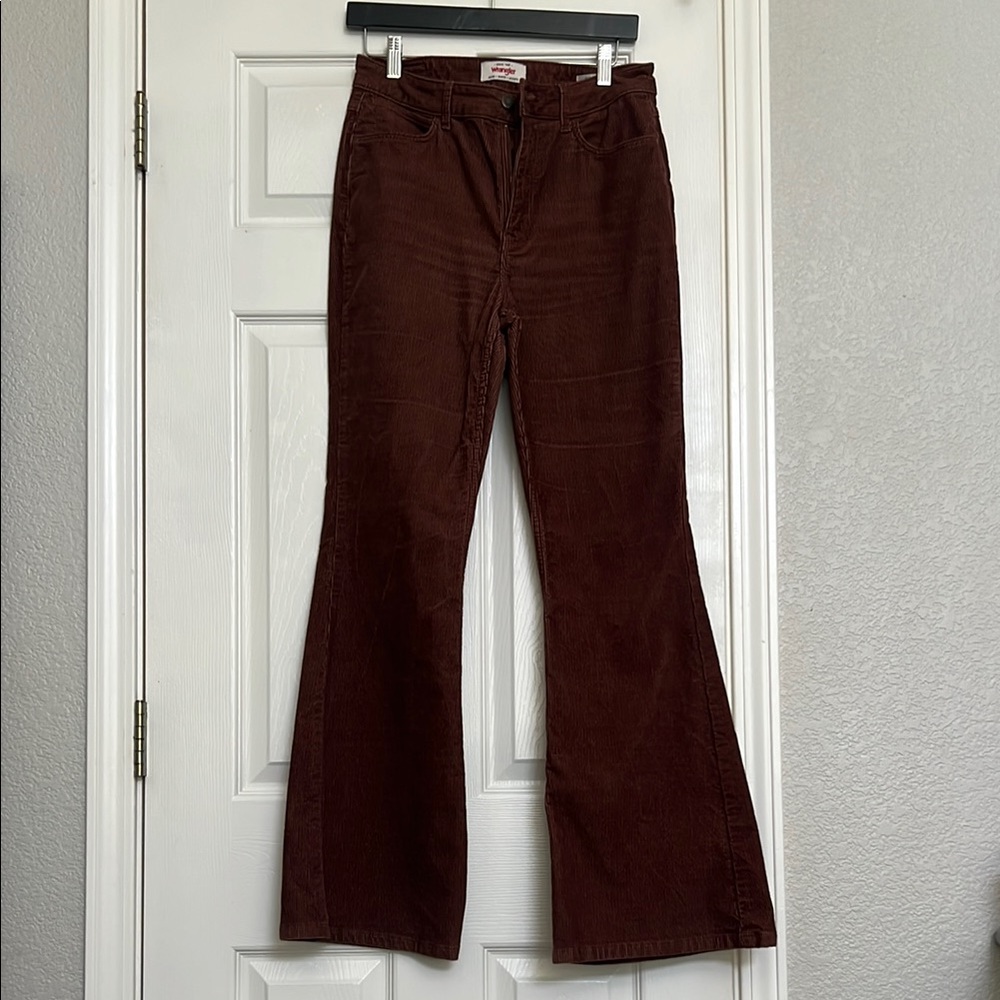 Wrangler High-Rise Fierce Flare Corduroy Jeans — Rust